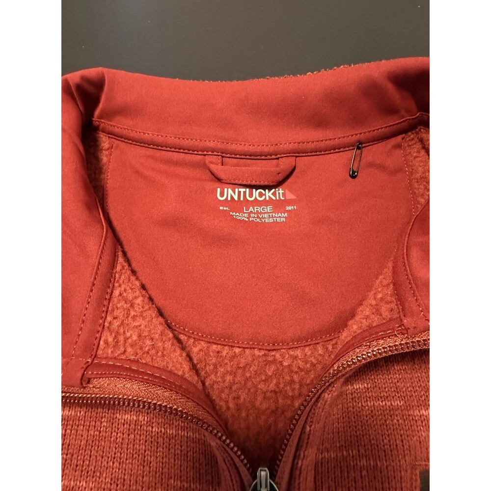 UNTUCKit Kezoh Fleece Jacket Mens Large Heathered Red Full Zip Mock Neck - Picture 5 of 10